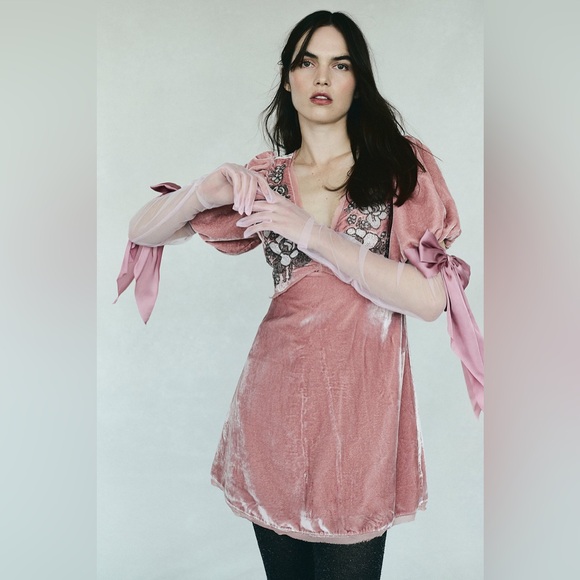 Pink Free People Portofino Bow Gloves - Picture 3 of 7